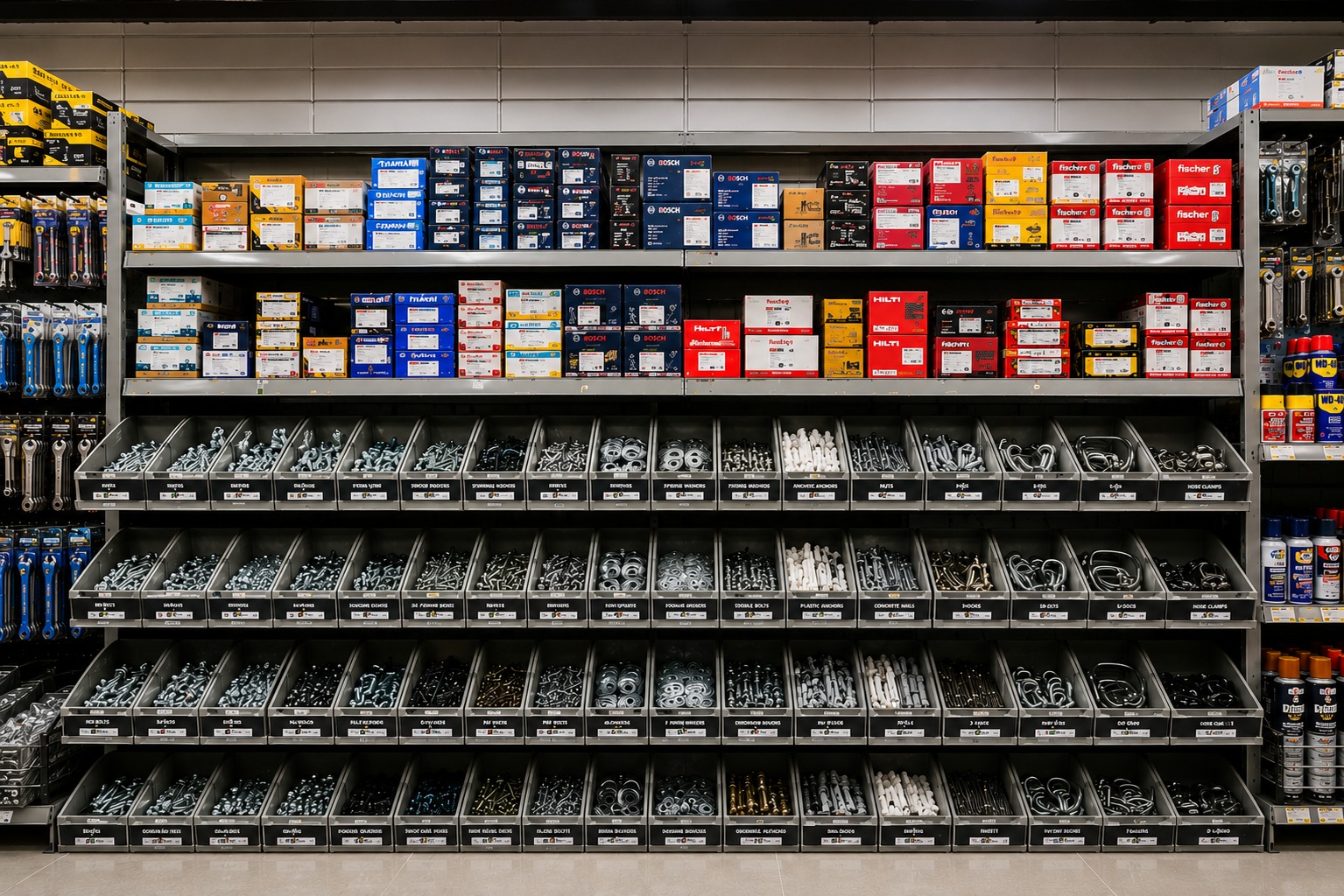 Fasteners and industrial hardware shelving
